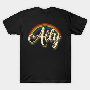 Vintage Ally LGBT Pride raibow T-Shirt